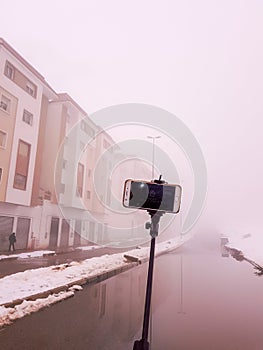 Selfie stick in a deep cloud