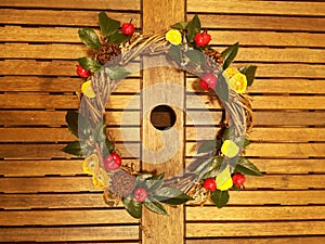 Selfmade christmas decorations wreath of Advent