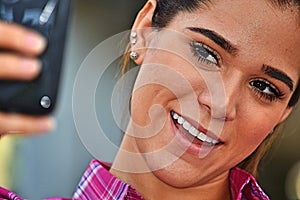 Selfy Of Female Wearing Pink Shirt