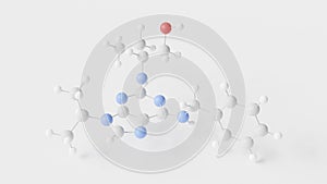 seliciclib molecule 3d, molecular structure, ball and stick model, structural chemical formula roscovitine photo