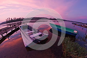 Seliger lake: boats sunrise