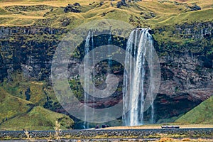 Seljalandfoss Waterfall in Iceland from the distance