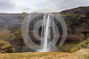 Seljalandsfoss Waterfall in Iceland. One of the ost Famous Waterfall in Iceland. Landscape. Nature.