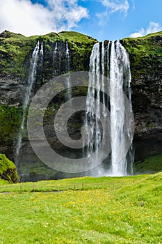 Seljalandsfoss waterfall, Iceland - uncrowded front view