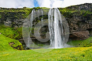 Seljalandsfoss waterfall, Iceland - uncrowded front view