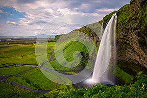 Seljalandsfoss Waterfall on the Seljalands River in Iceland