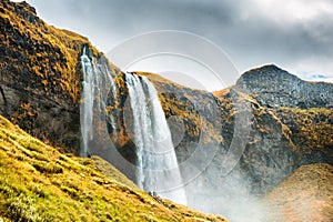 Seljalandsfoss waterfall, South Iceland.