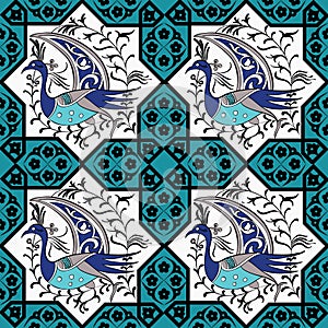 Seljuk style Iznik seamless pattern