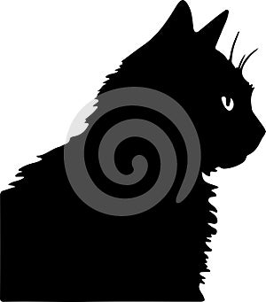 Selkirk Rex Cat Black Silhouette Generative Ai