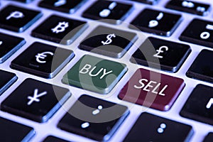 Sell Buy Market Trading Computer Keyboard with Forex Currencies