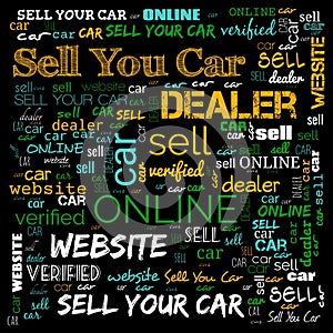 sell car word cloud use for banner, painting, motivation, web-page, website background, t-shirt & shirt printing, poster, gritting photo
