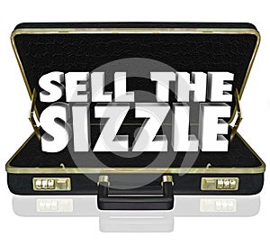 Sell the Sizzle 3d Words Briefcase Sales Presentation Benefits W