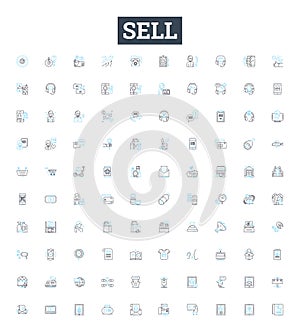 Sell vector line icons set. Sell, Market, Trade, Transact, Promote, Exchange, Retail illustration outline concept photo