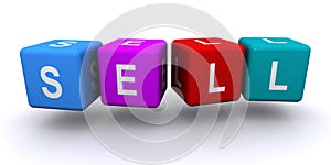 Sell word block on white