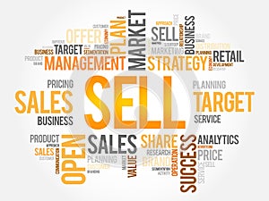 Sell word cloud, business concept