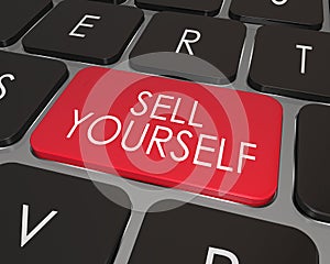 Sell Yourself Computer Keyboard Red Key Promotion Marketing