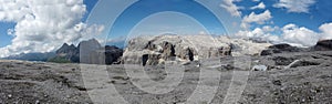 Sella group dolomites mountains of northem Italy, panoramic view from Pordoi mountain, Italy