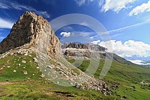 Sella mountain and Pordoi pass photo