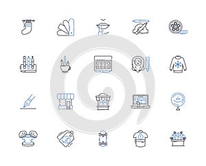 Seller line icons collection. Trusrthy, Reliable, Professional, Experienced, Attentive, Personable, Versatile vector and