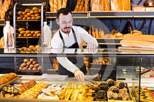 Seller offering fresh tasty bun