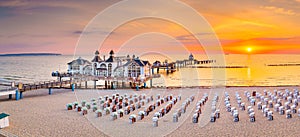 Sellin Pier at sunrise, Baltic Sea, Germany