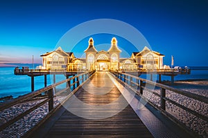 Sellin Pier at twilight, Baltic Sea, Germany photo