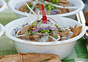 Selling authentic Vietnamese soup at the Asian Street Food Festival in Prague