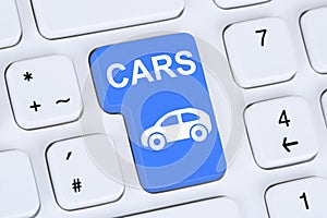 Selling or buying a car online button on the computer