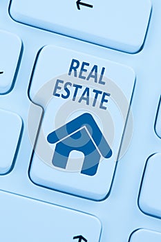 Selling buying real estate home icon online blue computer web