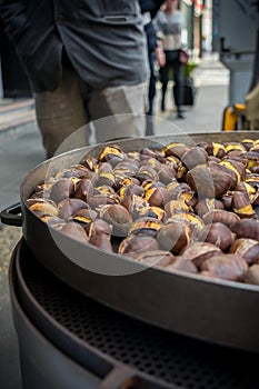 Selling of Chestnuts in an Italian Street called Caldarroste in