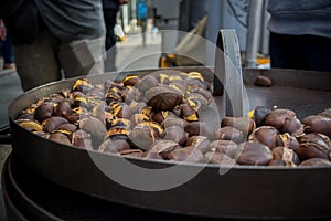 Selling of Chestnuts in an Italian Street called Caldarroste in