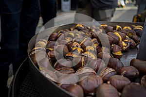 Selling of Chestnuts in an Italian Street called Caldarroste in