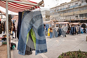 Selling clothes on flea market in Tel-Aviv