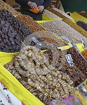 Selling dates, figs and nuts on the Djemma el Fna