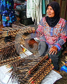 Selling Eels in Padang, Indonesia