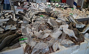 Selling fresh fish on a market in Poland