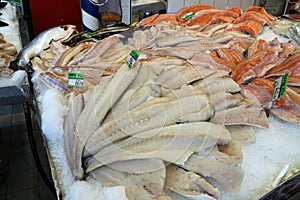 Selling fresh fish on a market in Poland