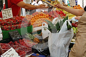 Selling fruits on a market