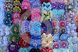 Selling handmade Danish hair clips - butterflies, bows, flowers - at the city fair