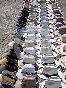 The Selling hats at San Felipe de Barajas Fort in Cartagena, Colombia photo