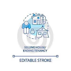 Selling house, ending tenancy blue concept icon photo