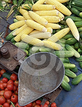 Selling vegetables at a traditional market