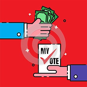Selling vote for election flat cartoon concept design,vector illustration.
