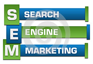 SEM - Search Engine Marketing Green Blue Blocks Left Boxes Text