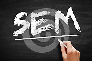 SEM Search Engine Marketing - Internet marketing that involves the promotion of websites by increasing their visibility in search