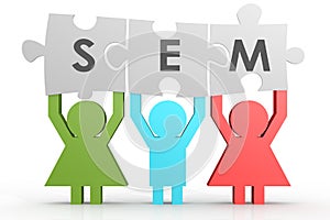 SEM - Search Engine Marketing puzzle in a line