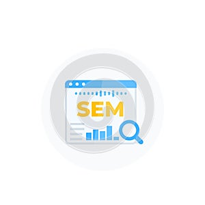 SEM, search engine marketing vector illustration