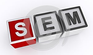 sem Search Engine Marketing word block on white photo