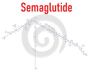 Semaglutide diabetes drug molecule, incretin agonist. Skeletal formula. photo