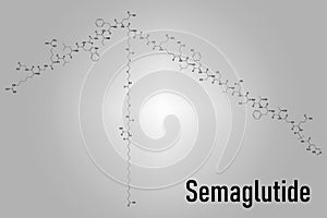 Semaglutide diabetes drug molecule, incretin agonist. Skeletal formula. photo